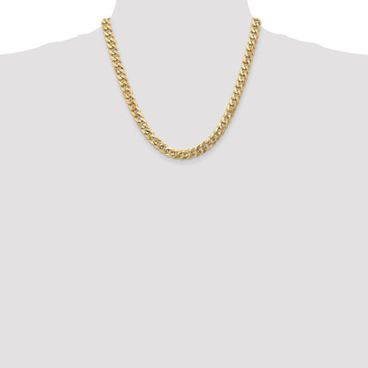 14K 20 inch 8mm Flat Beveled Curb with Lobster Clasp Chain