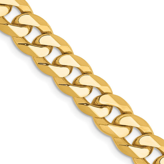 14K 30 inch 8mm Flat Beveled Curb with Lobster Clasp Chain