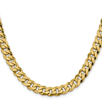 14K 26 inch 8.5mm Flat Beveled Curb with Lobster Clasp Chain