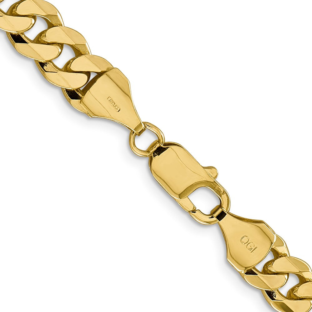 14K 26 inch 8.5mm Flat Beveled Curb with Lobster Clasp Chain