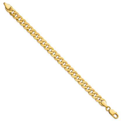 14K 8 inch 8.5mm Flat Beveled Curb with Lobster Clasp Bracelet