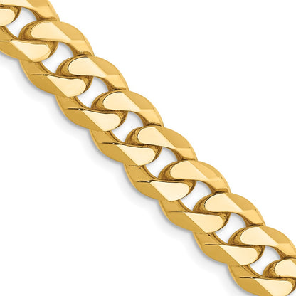 14K 26 inch 8.5mm Flat Beveled Curb with Lobster Clasp Chain