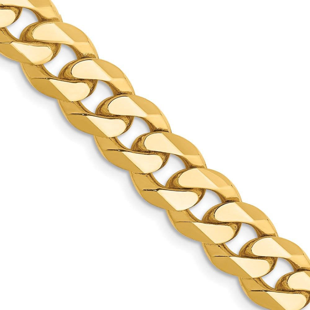 14K 24 inch 8.5mm Flat Beveled Curb with Lobster Clasp Chain