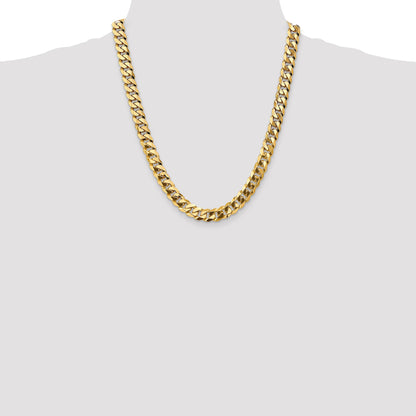 14K 22 inch 9.5mm Flat Beveled Curb with Lobster Clasp Chain