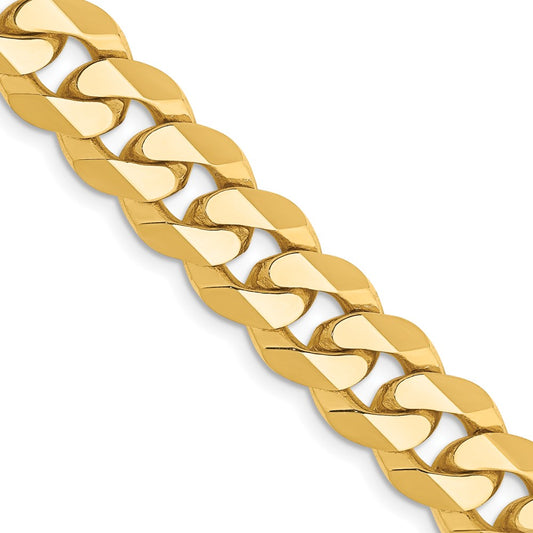 14K 22 inch 9.5mm Flat Beveled Curb with Lobster Clasp Chain