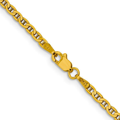 14K 22 inch 2.4mm Concave Anchor with Lobster Clasp Chain