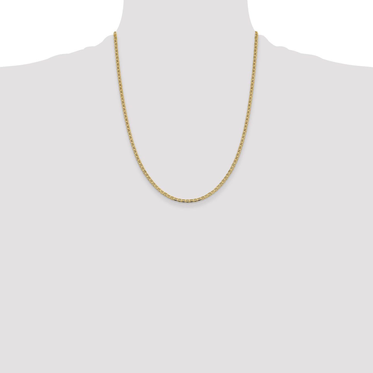 14K 22 inch 2.4mm Concave Anchor with Lobster Clasp Chain
