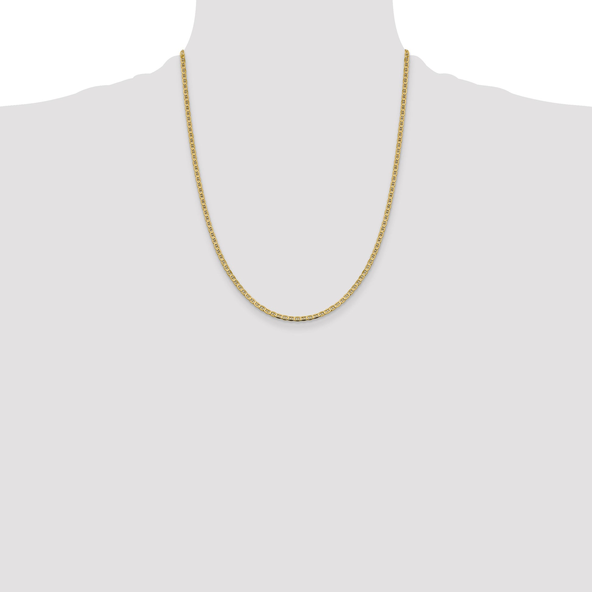 14K 22 inch 2.4mm Concave Anchor with Lobster Clasp Chain