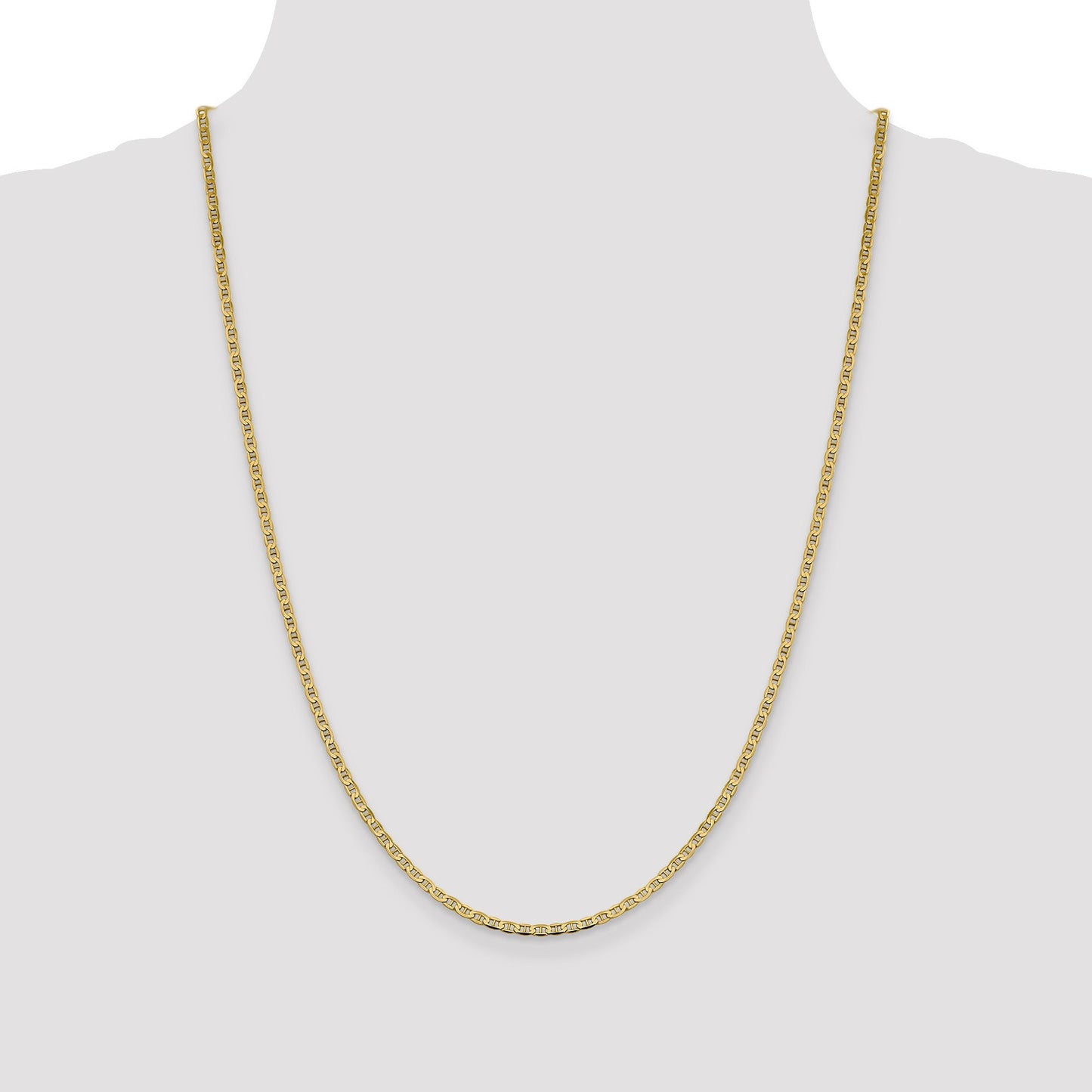 14K 24 inch 2.4mm Concave Anchor with Lobster Clasp Chain