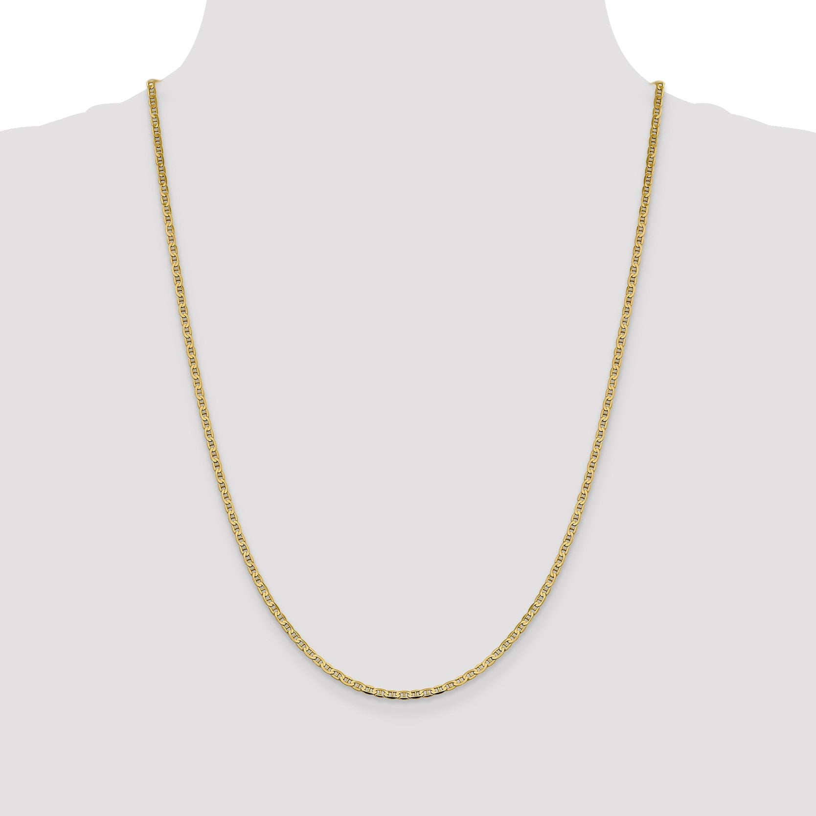 14K 24 inch 2.4mm Concave Anchor with Lobster Clasp Chain
