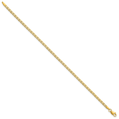 14K 9 inch 2.4mm Concave Anchor with Lobster Clasp Chain
