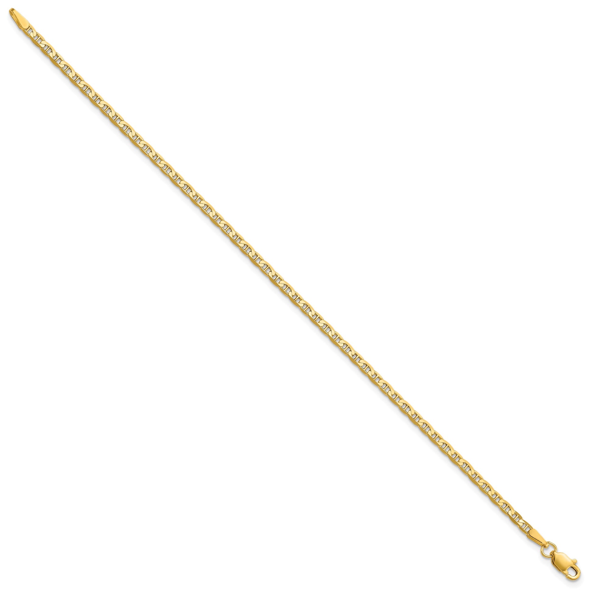 14K 10 inch 2.4mm Concave Anchor with Lobster Clasp Chain