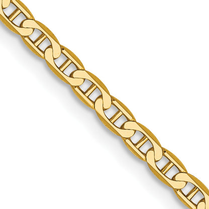 14K 22 inch 2.4mm Concave Anchor with Lobster Clasp Chain