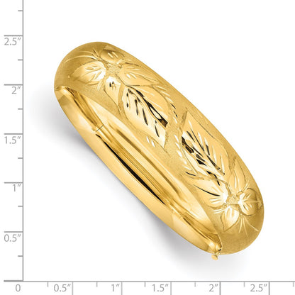 14k 11/16 Oversize Florentine Engraved Hinged Bangle Bracelet