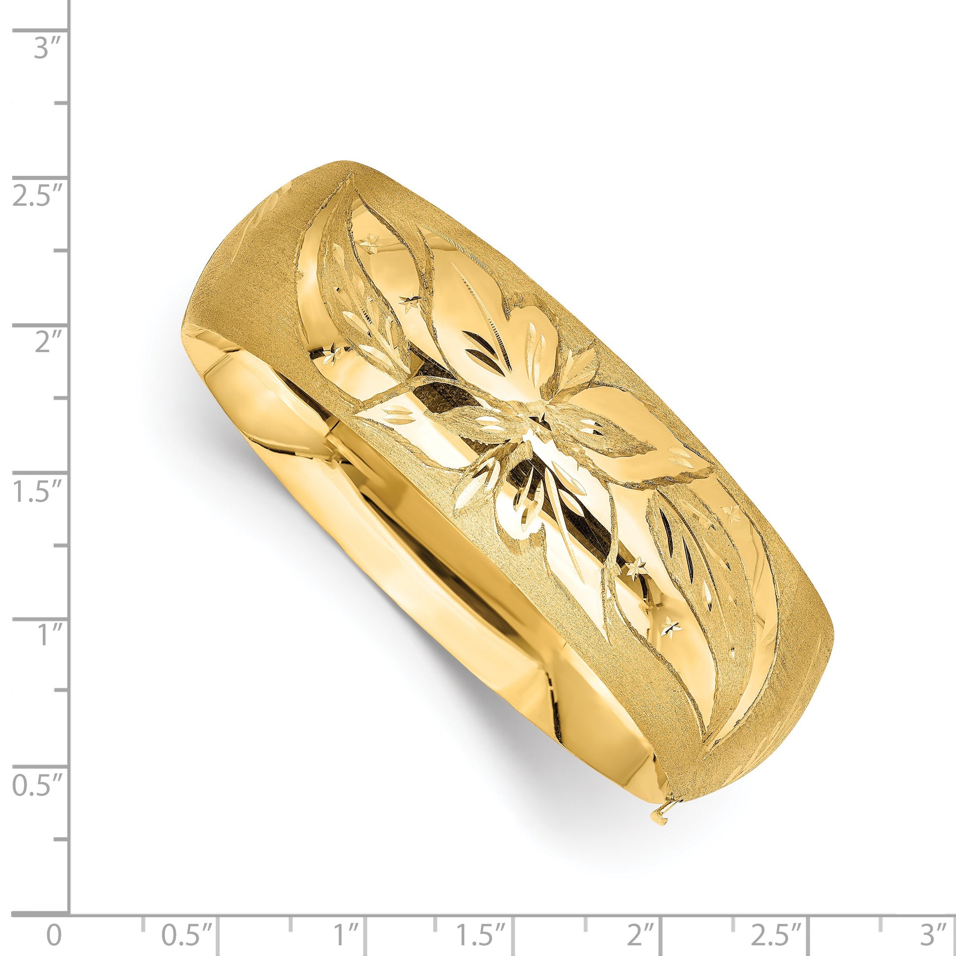 14k 13/16 Oversize Florentine Engraved 20.00mm Hinged Round Bangle Bracelet