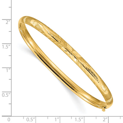14k 3/16 Florentine Engraved 5.00mm Hinged Round Bangle Bracelet