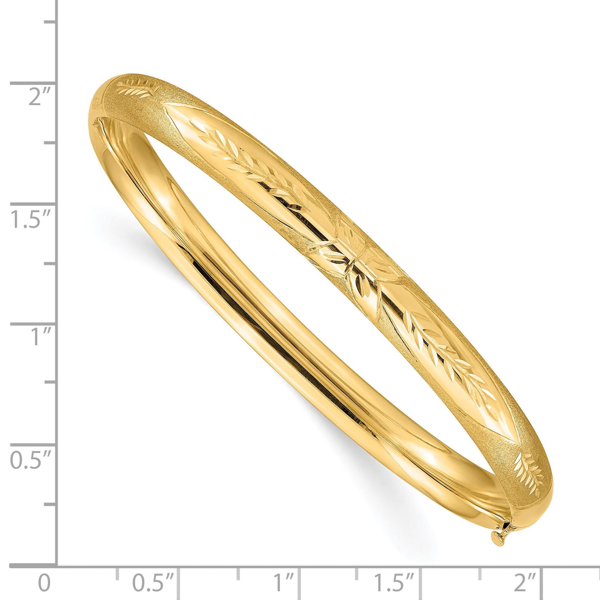 14k 4/16 Florentine Engraved 6.00mm Hinged Round Bangle Bracelet