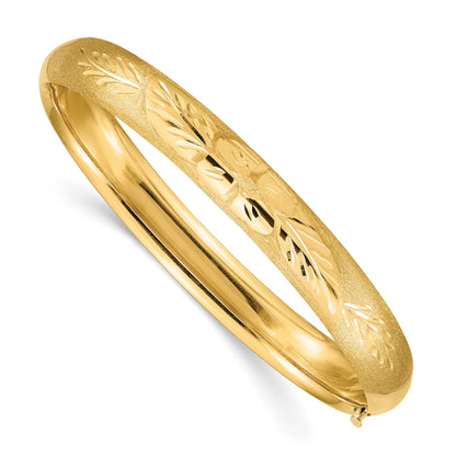14k 5/16 Florentine Engraved 8.00mm Hinged Round Bangle Bracelet