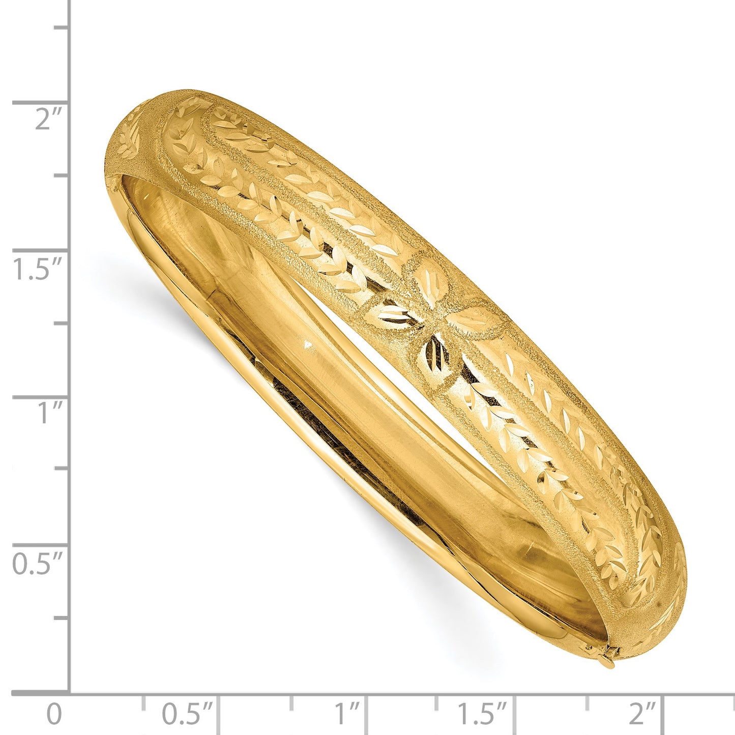 14k 7/16 Florentine Engraved 10.00mm Hinged Round Bangle Bracelet