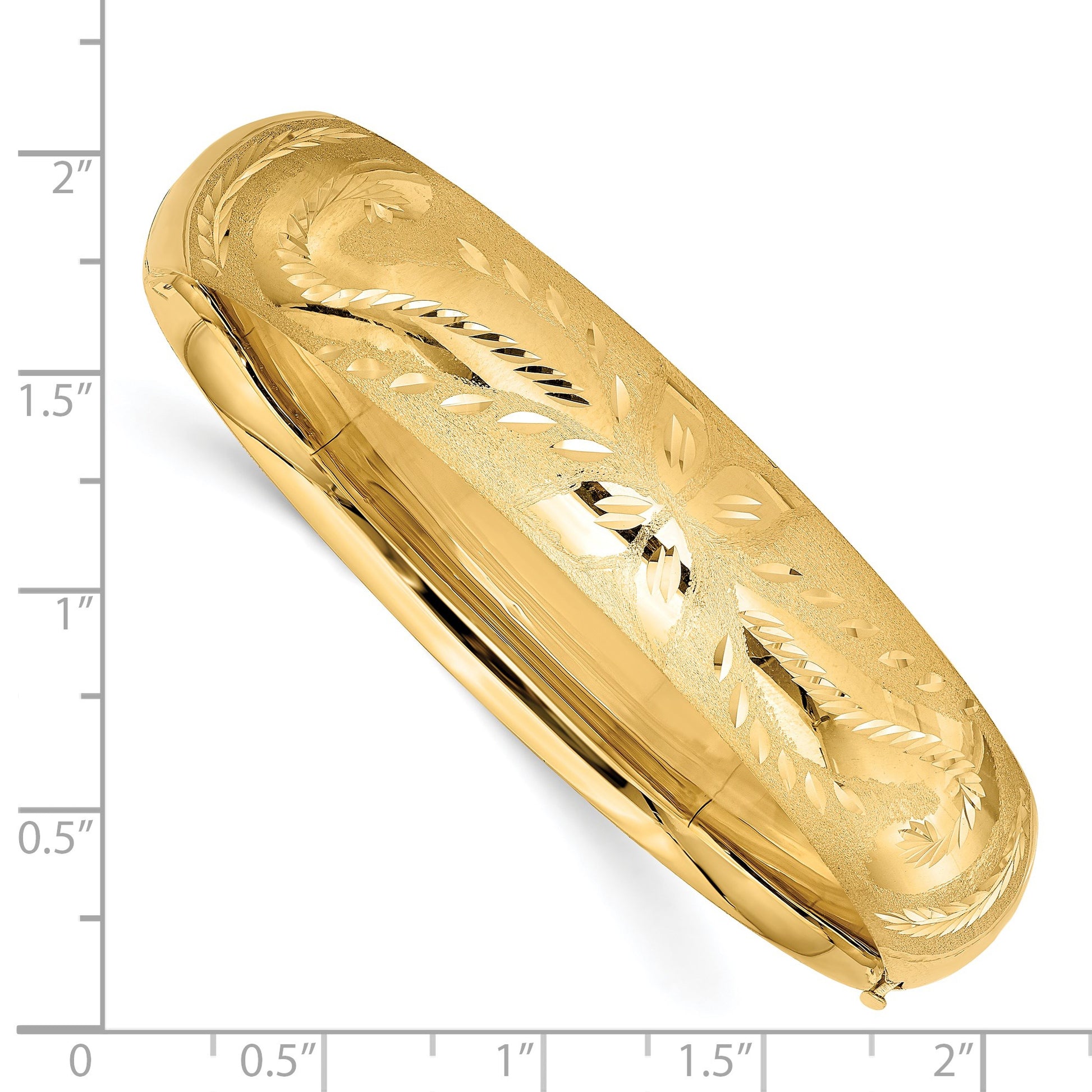 14k 9/16 Florentine Engraved 14.50mm Hinged Round Bangle Bracelet