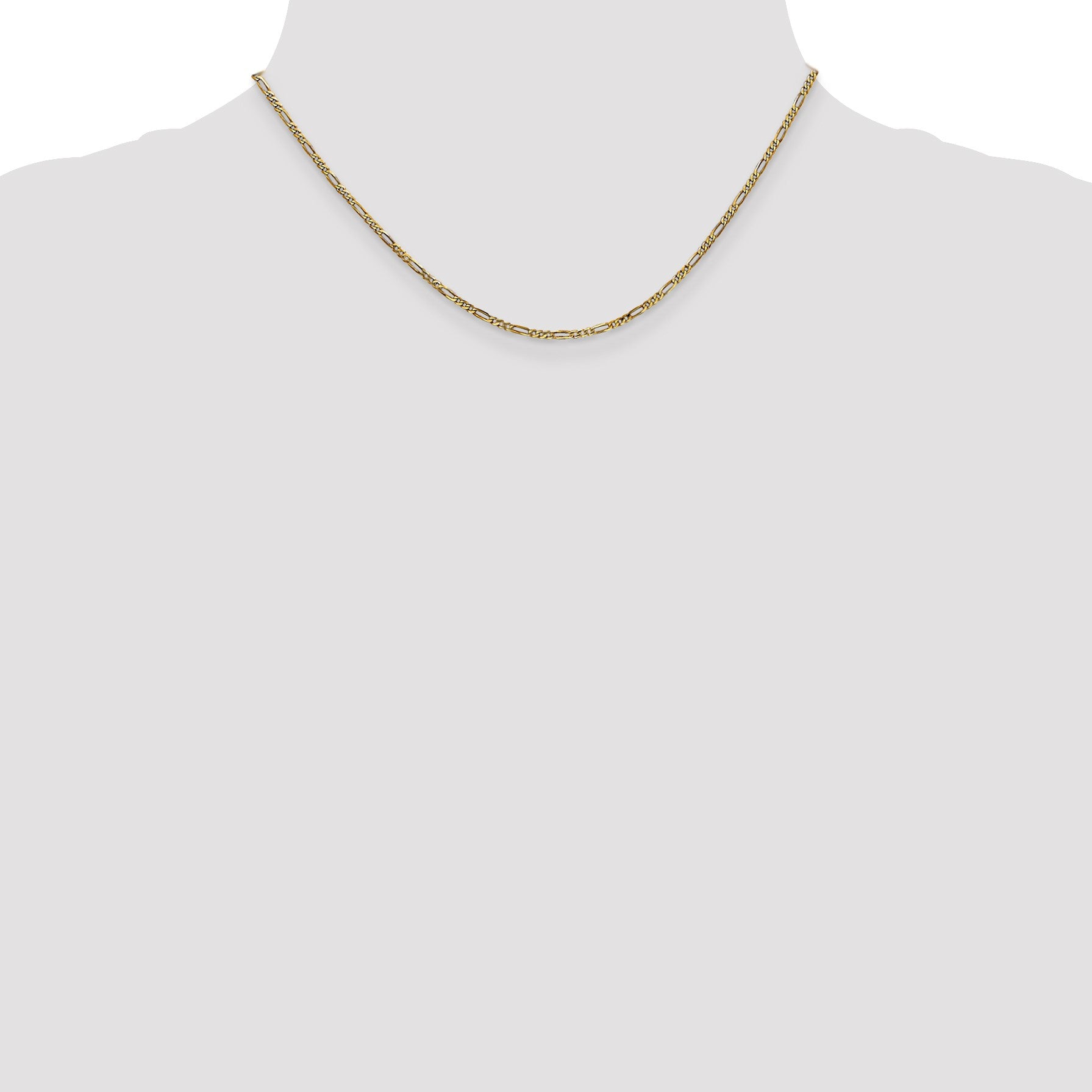 14K 16 inch 1.8mm Flat Figaro with Lobster Clasp Chain