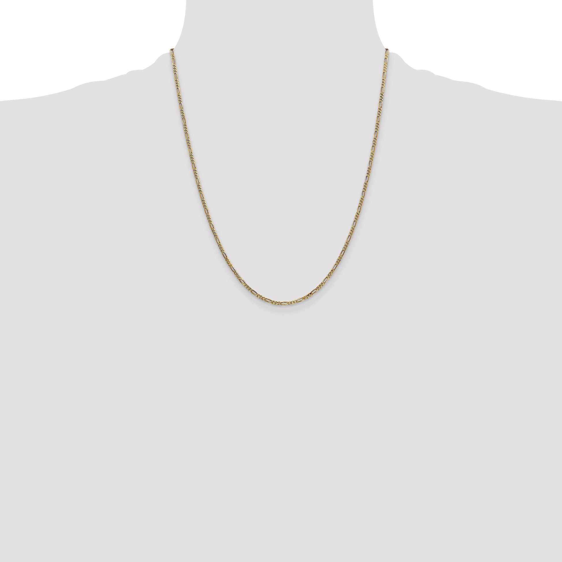 14K 22 inch 1.8mm Flat Figaro with Lobster Clasp Chain