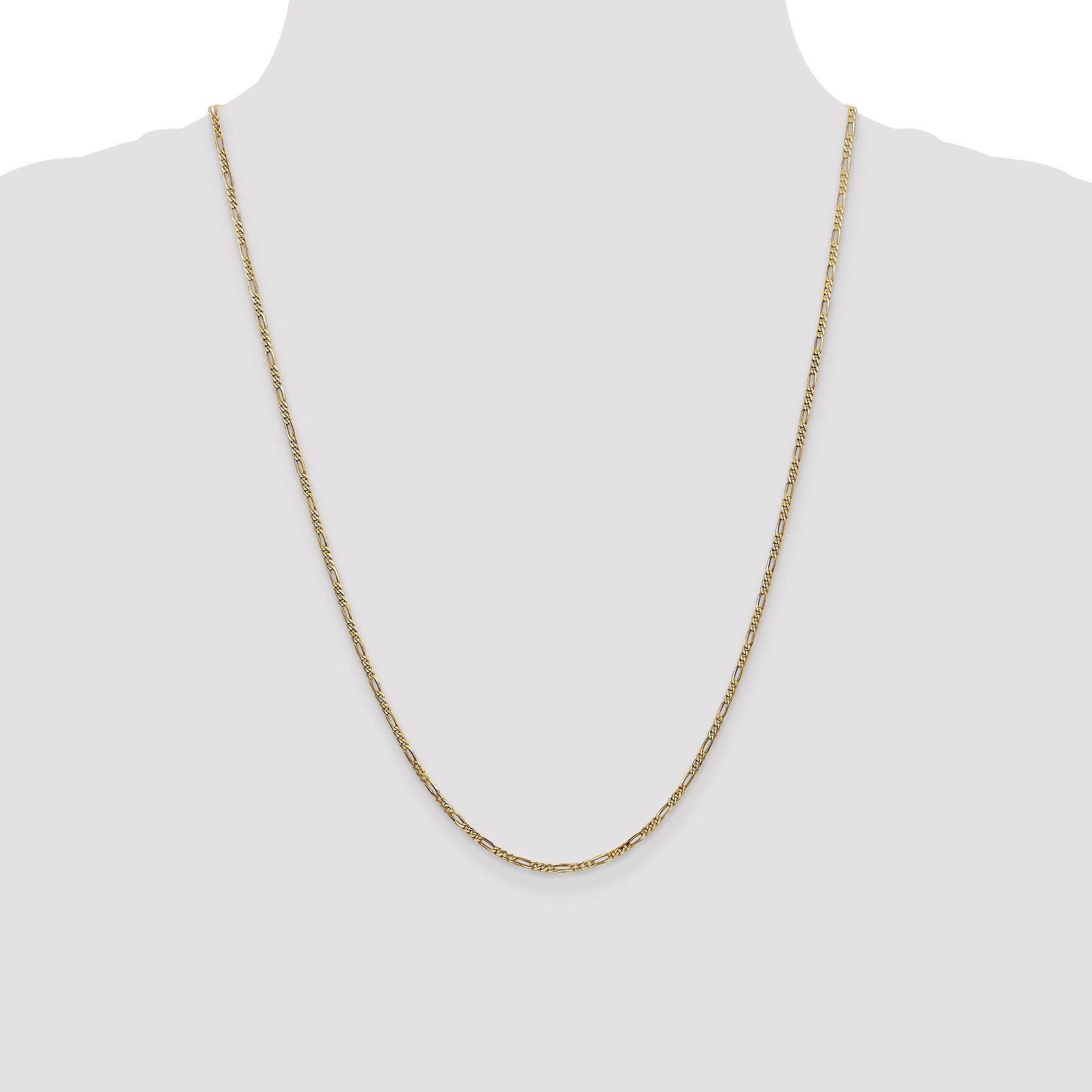 14K 24 inch 1.8mm Flat Figaro with Lobster Clasp Chain