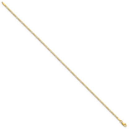 14K 10 inch 1.8mm Flat Figaro with Lobster Clasp Anklet