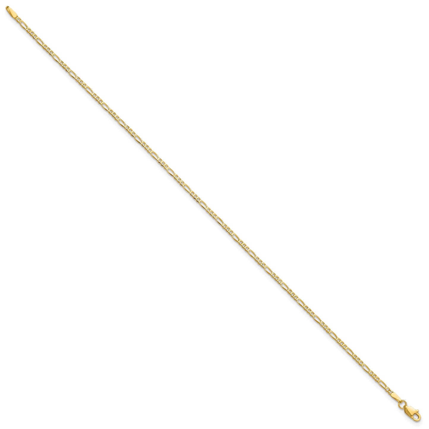 14K 7 inch 1.8mm Flat Figaro with Lobster Clasp Bracelet