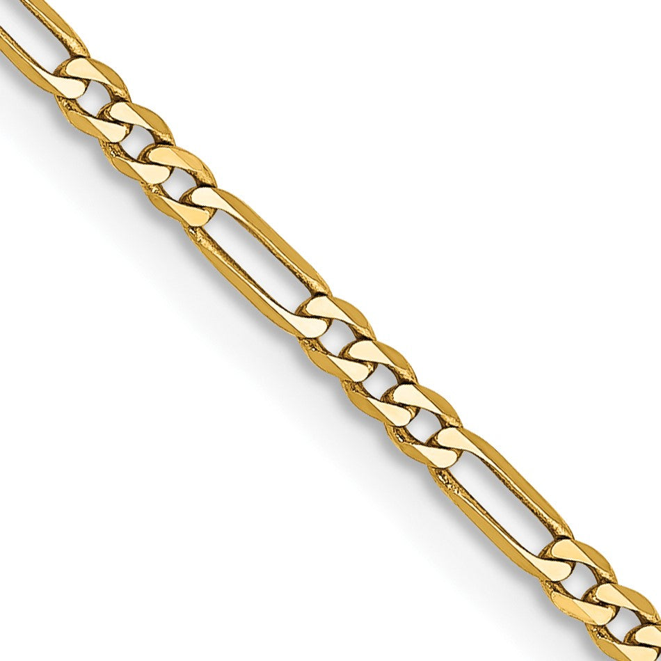 14K 16 inch 1.8mm Flat Figaro with Lobster Clasp Chain