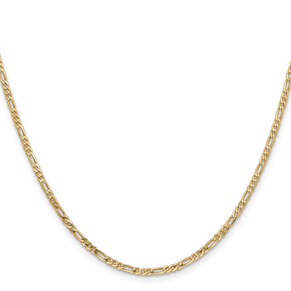 14K 14 inch 2.25mm Flat Figaro with Lobster Clasp Chain