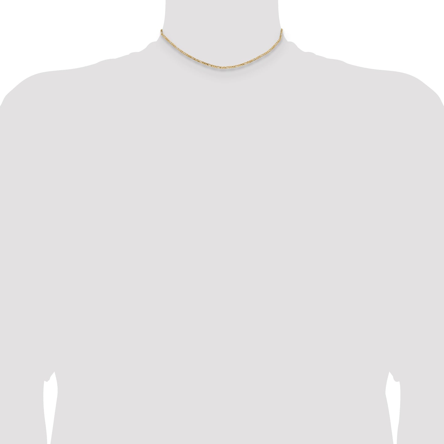 14K 14 inch 2.25mm Flat Figaro with Lobster Clasp Chain