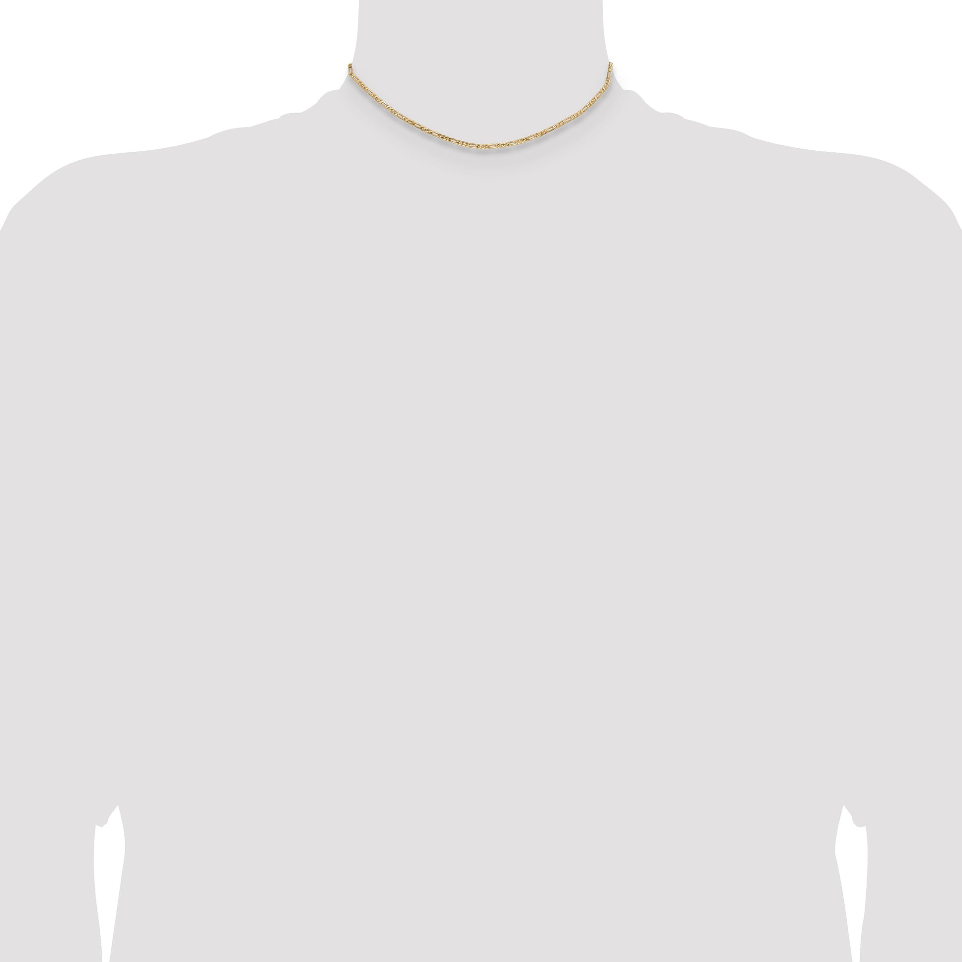 14K 14 inch 2.25mm Flat Figaro with Lobster Clasp Chain