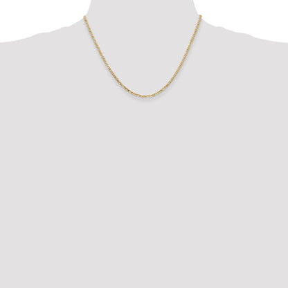 14K 18 inch 2.25mm Flat Figaro with Lobster Clasp Chain