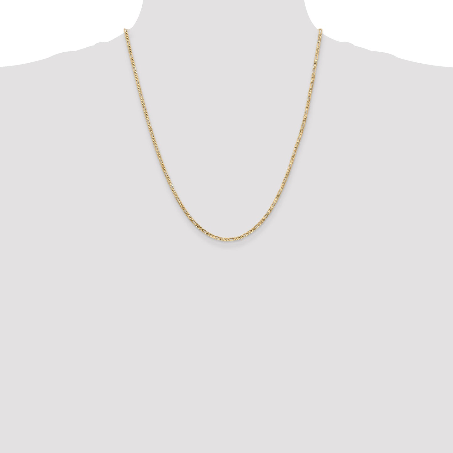 14K 22 inch 2.25mm Flat Figaro with Lobster Clasp Chain