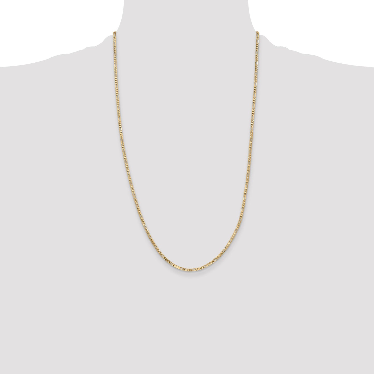 14K 26 inch 2.25mm Flat Figaro with Lobster Clasp Chain
