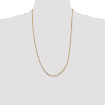 14K 26 inch 2.25mm Flat Figaro with Lobster Clasp Chain