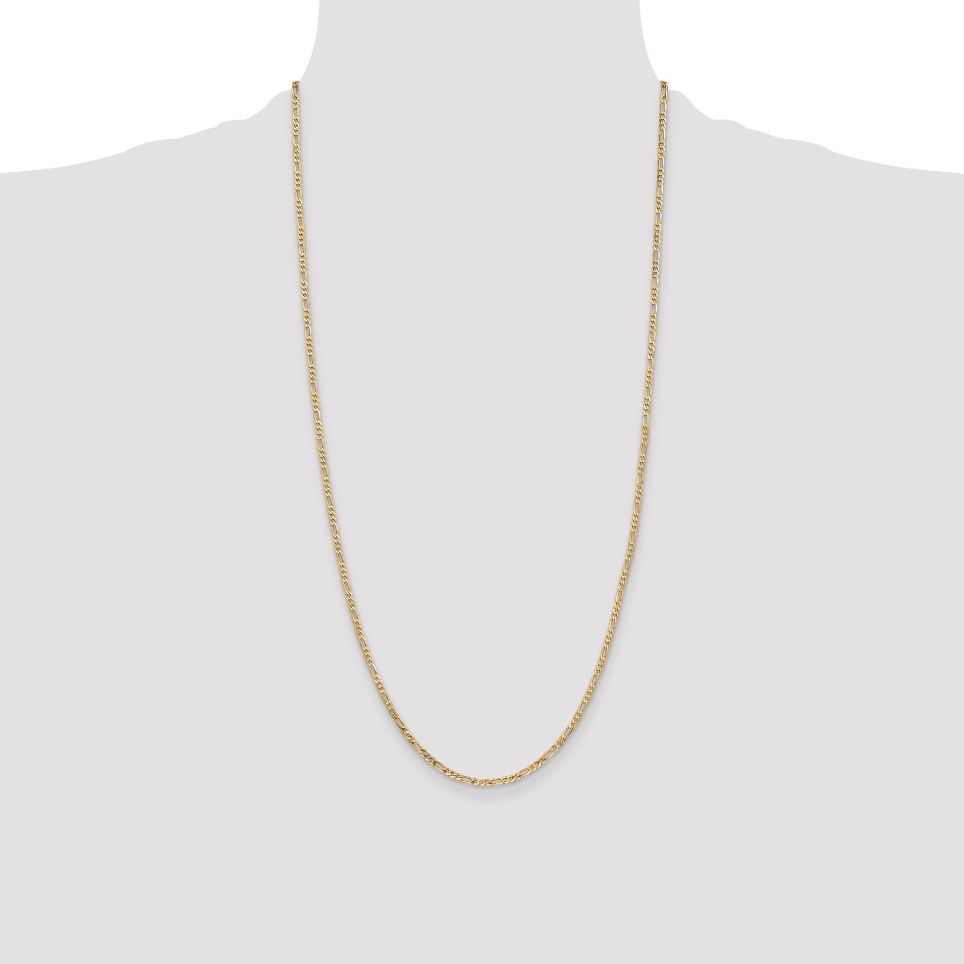 14K 28 inch 2.25mm Flat Figaro with Lobster Clasp Chain