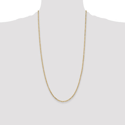 14K 28 inch 2.25mm Flat Figaro with Lobster Clasp Chain