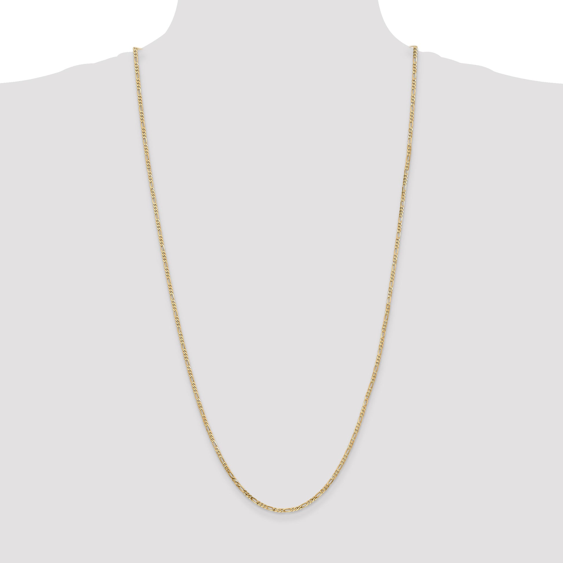 14K 30 inch 2.25mm Flat Figaro with Lobster Clasp Chain