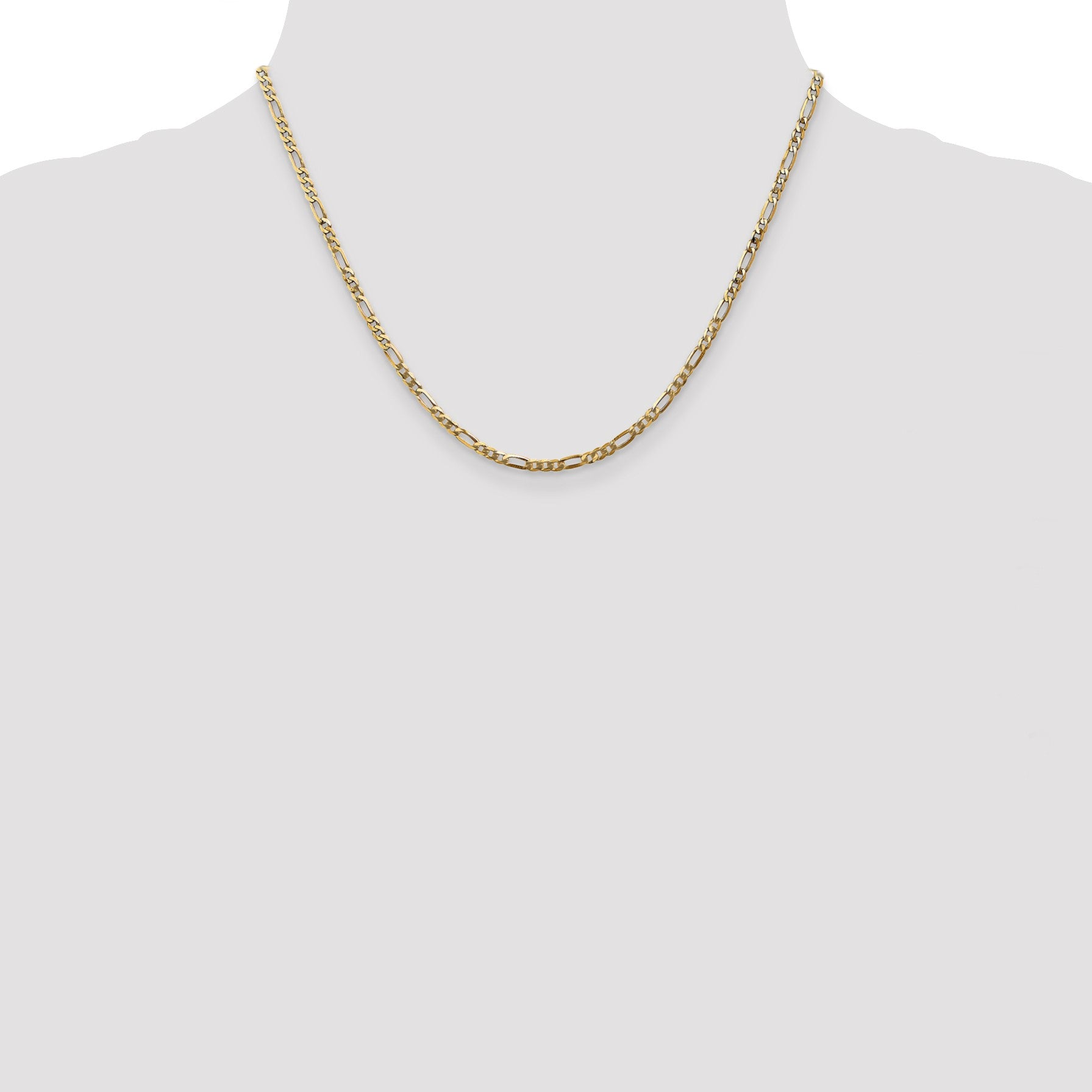 14K 18 inch 2.75mm Flat Figaro with Lobster Clasp Chain