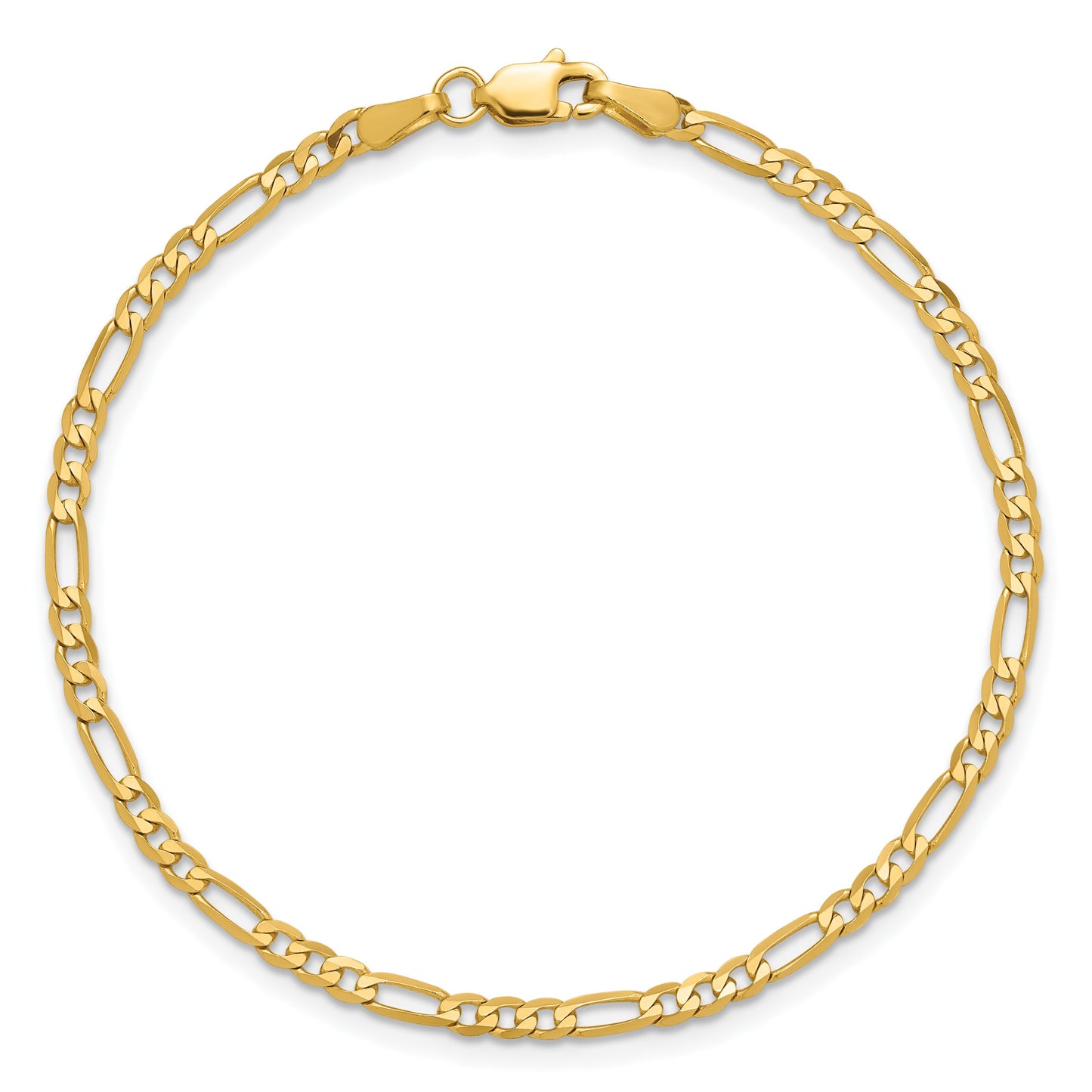 14K 6 inch 2.75mm Flat Figaro with Lobster Clasp Bracelet