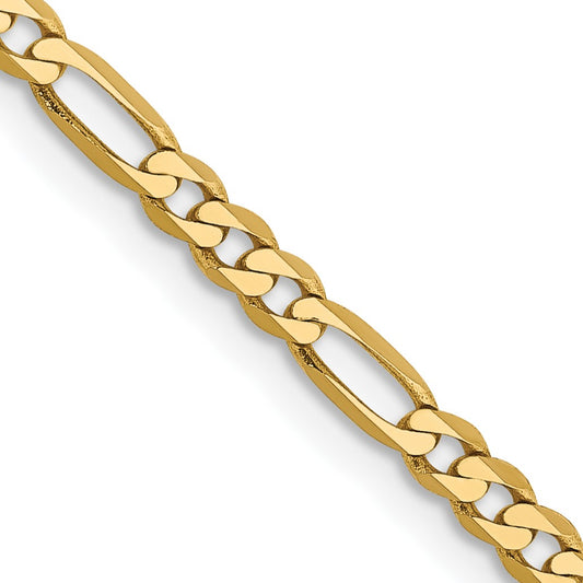 14K 22 inch 2.75mm Flat Figaro with Lobster Clasp Chain