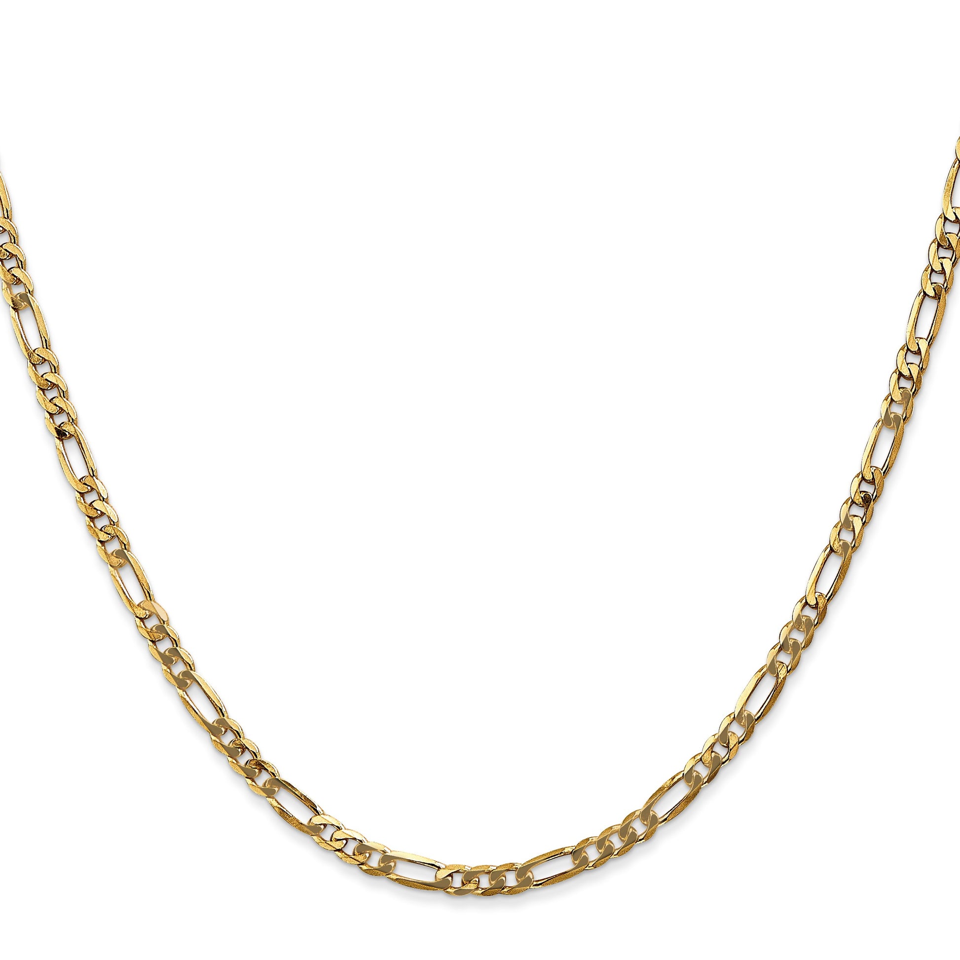 14K 30 inch 3mm Flat Figaro with Lobster Clasp Chain