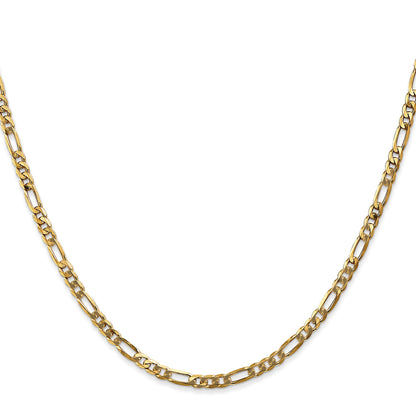 14K 30 inch 3mm Flat Figaro with Lobster Clasp Chain