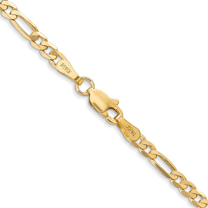 14K 30 inch 3mm Flat Figaro with Lobster Clasp Chain