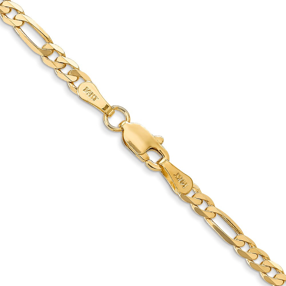 14K 20 inch 3mm Flat Figaro with Lobster Clasp Chain