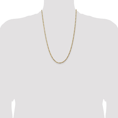 14K 24 inch 3mm Flat Figaro with Lobster Clasp Chain