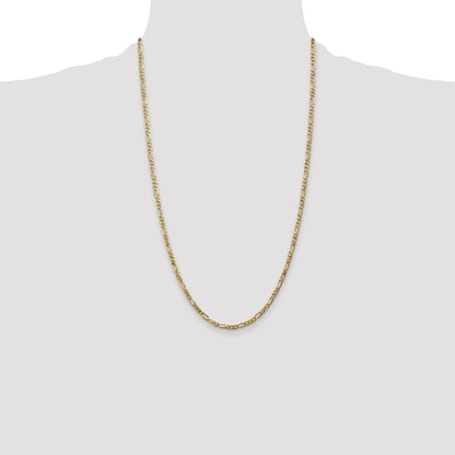 14K 26 inch 3mm Flat Figaro with Lobster Clasp Chain