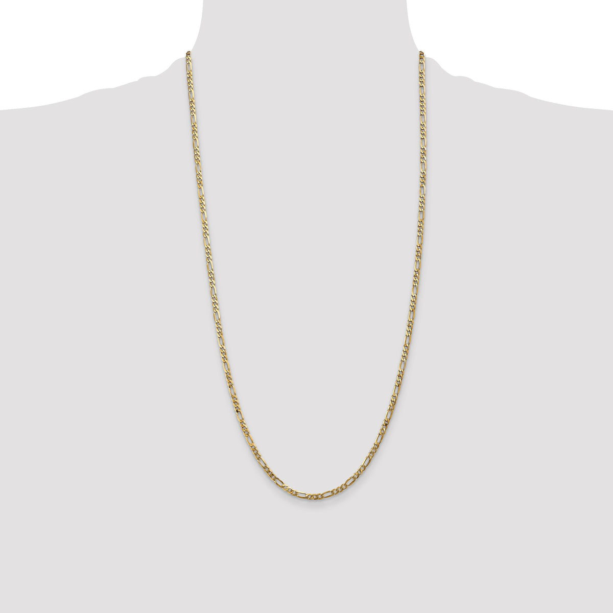 14K 28 inch 3mm Flat Figaro with Lobster Clasp Chain